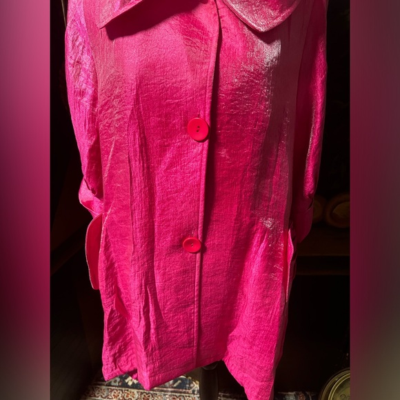 Damee Inc. 3 Button Front Collared 3/4 Sleeve Pink Jacket - Picture 3 of 9